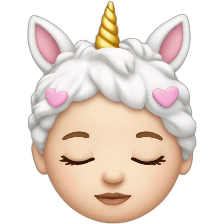 Sleeping white Newborn with unicorn headband emoji