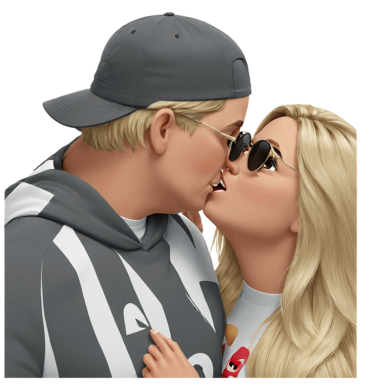 blonde girl with boys kissing emoji