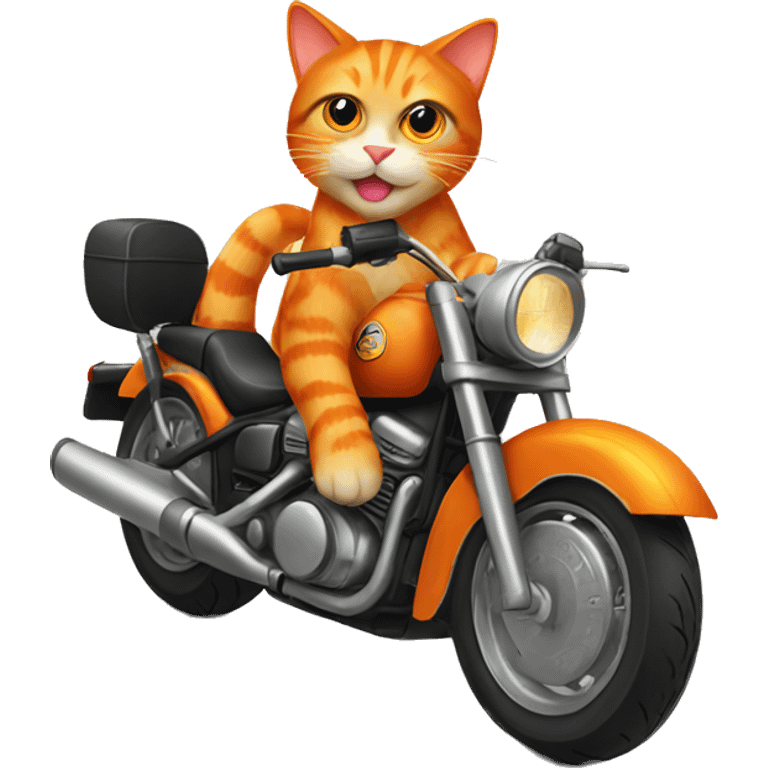 Orange cat on motorcycle  emoji