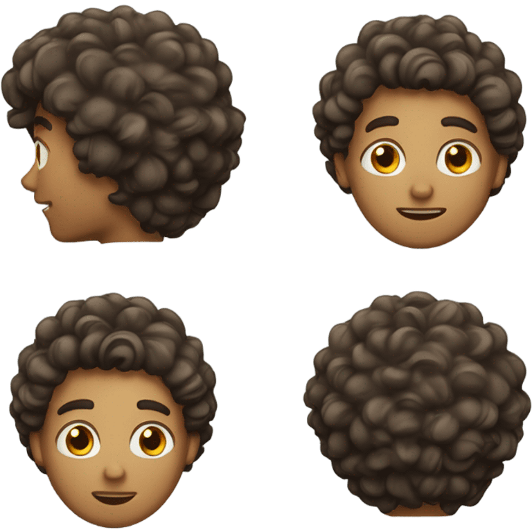 young curly hair brown man brainstorming  emoji