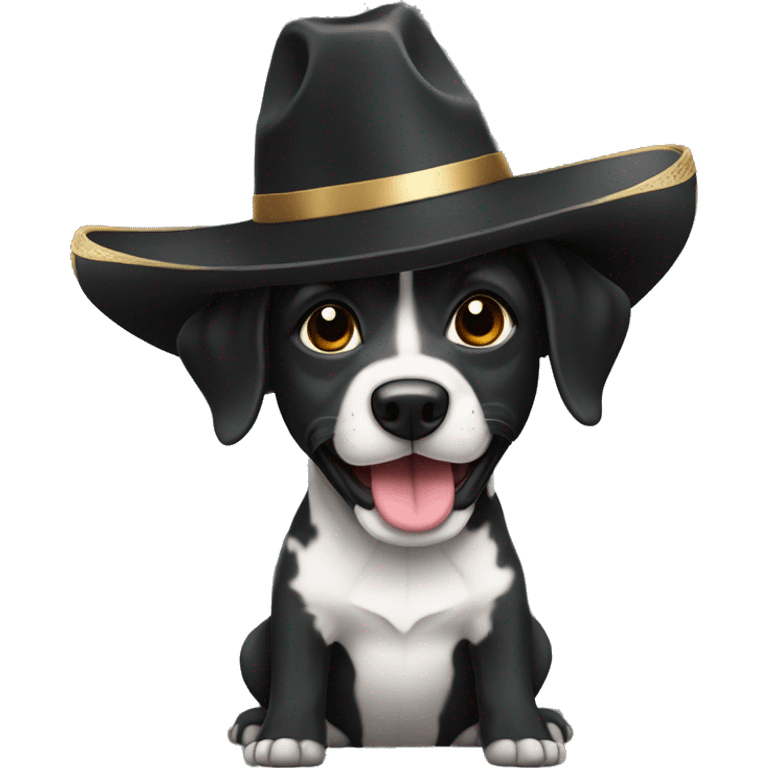 Perro french negro con sombrero de copa emoji