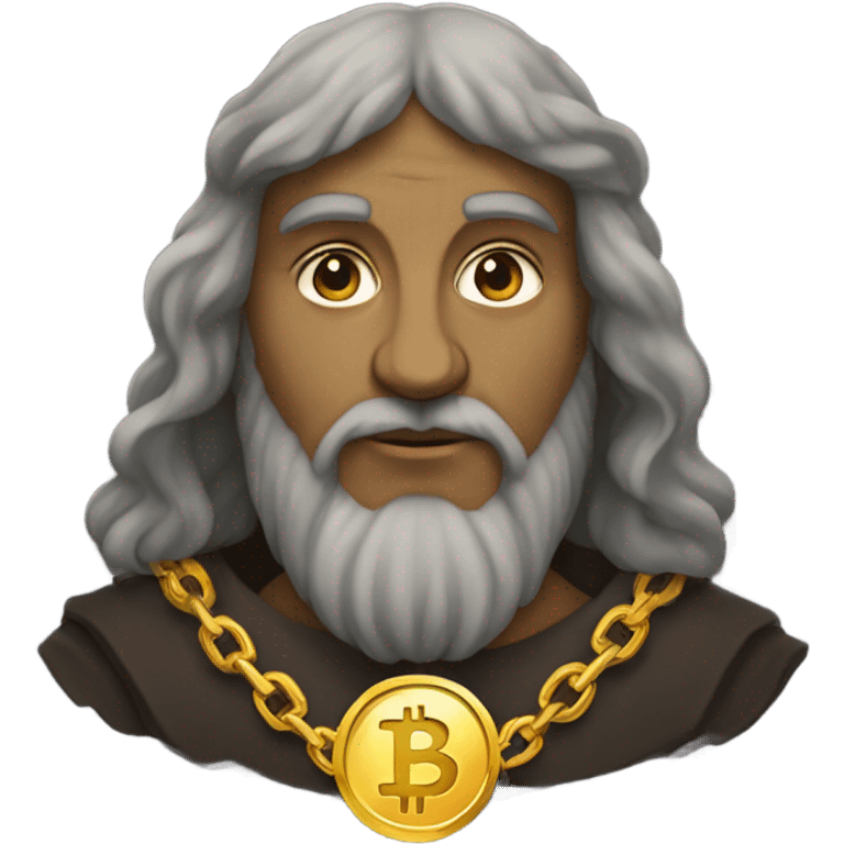 Leonardo davinci with gold Bitcoin chain emoji