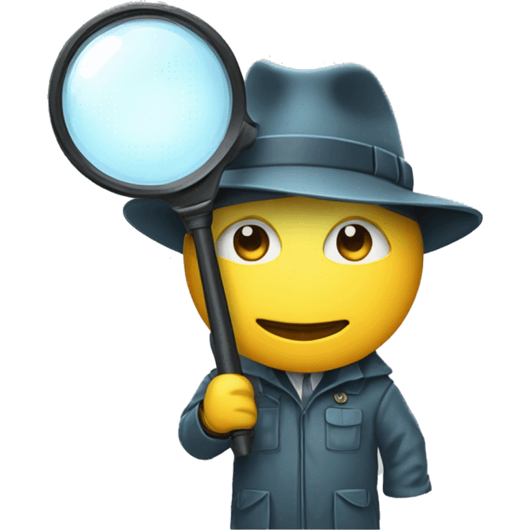 a man in a detective suit, in a raincoat, with a hat and a magnifying glass in his hands. White skin emoji