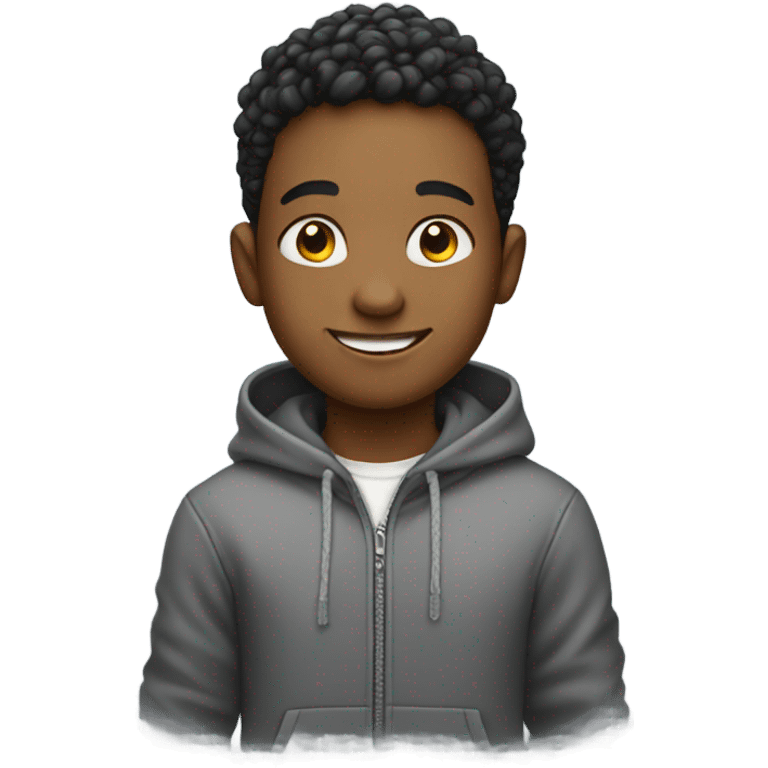 smiling boy in stylish hoodie emoji