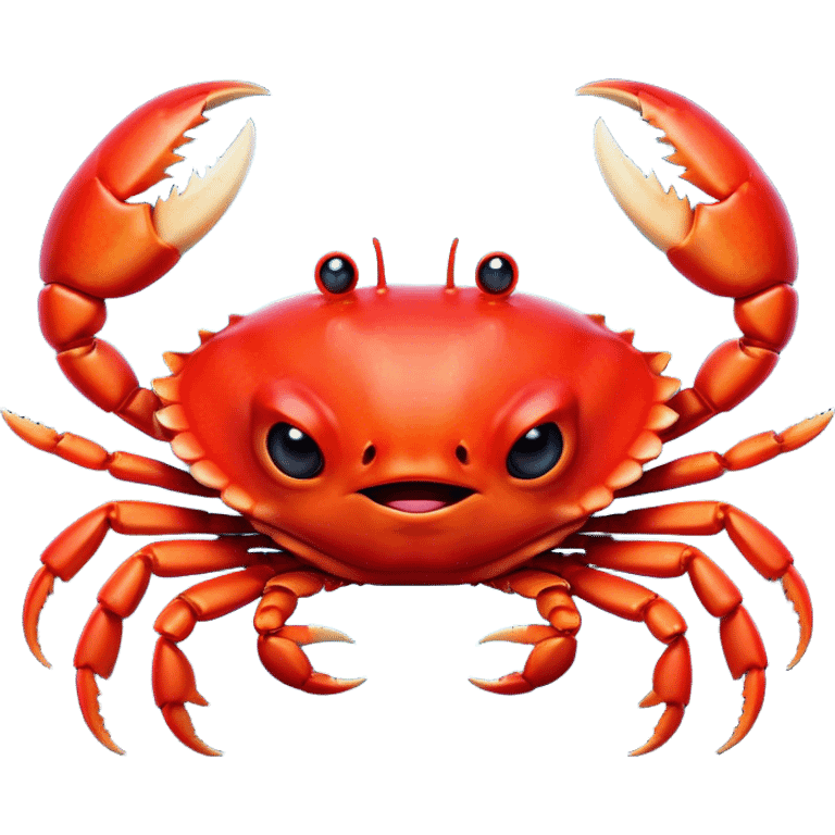 Cinematic Comical Red Crab Portrait Emoji, Head tilted dramatically with an exaggeratedly amused expression, featuring a vibrant, angular carapace with bold, expressive pincers and wide, comically animated eyes full of playful disbelief, Simplified yet hilariously expressive features, highly detailed, glowing with a slightly sassy oceanic glow, high shine, dramatic yet playful, stylized with an air of quirky coastal mischief, soft glowing outline, capturing the essence of a meme-worthy red crab that looks ready to pinch its way into viral fame! emoji