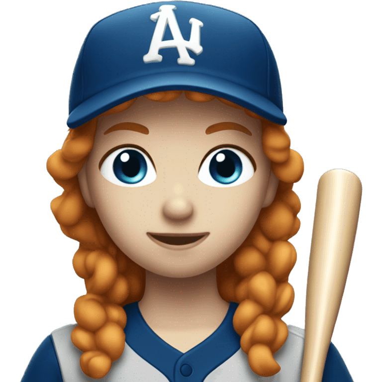 female ginger baseball player blue eyes emoji