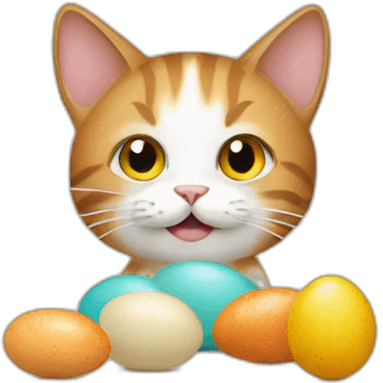 cat playing with eggs emoji