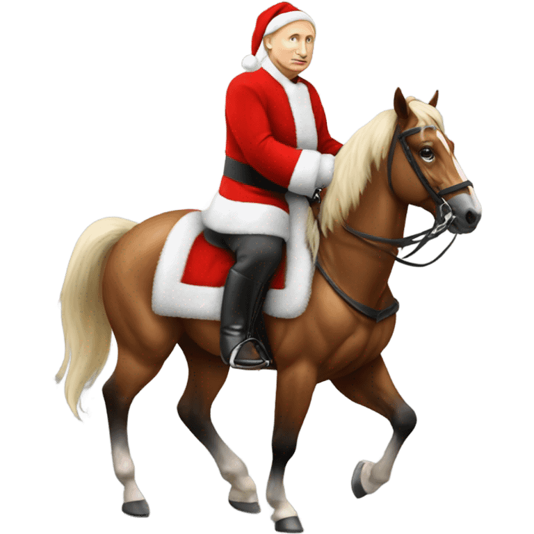 Vladimir Putin dressed in a santa suit on a horse  emoji