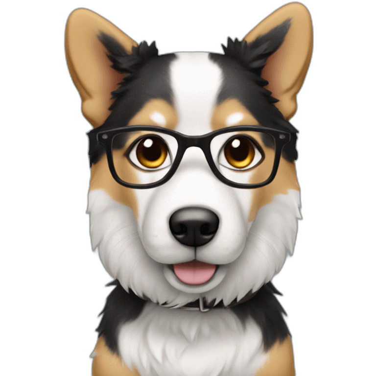 man white black hair with glasses and beard on a dog corgy emoji