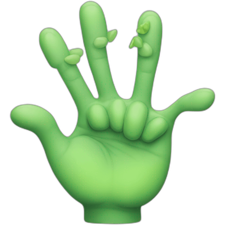 green grogu hand with 3 fingers emoji