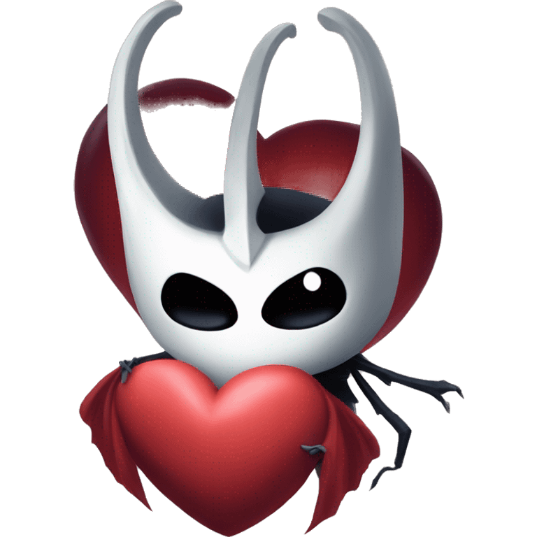 little hollow knight with big red heart emoji