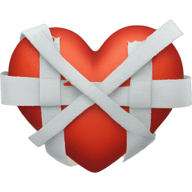 broken red heart with bandages around it emoji