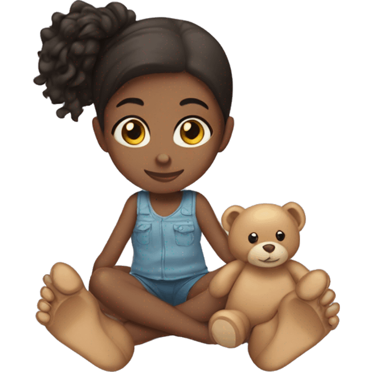 Girl with teddy bear soles emoji