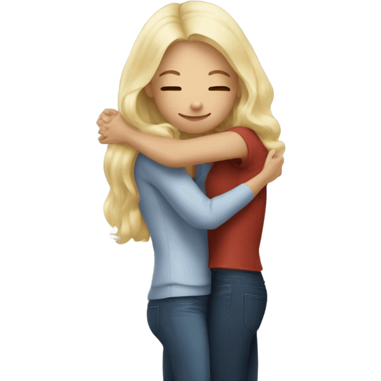 The woman blonde hugs the girl brunette  emoji