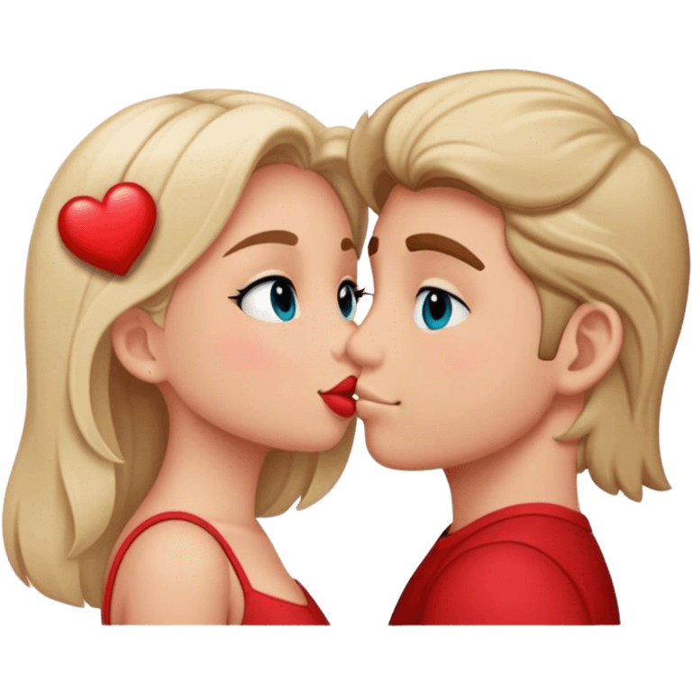 beso enamorados rubia y moreno emoji