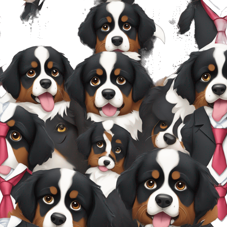 Bernese mountain dog wearing a tie emoji