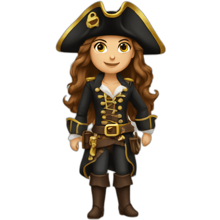 pirate captain woman long brown hair golden eyes tan skin emoji