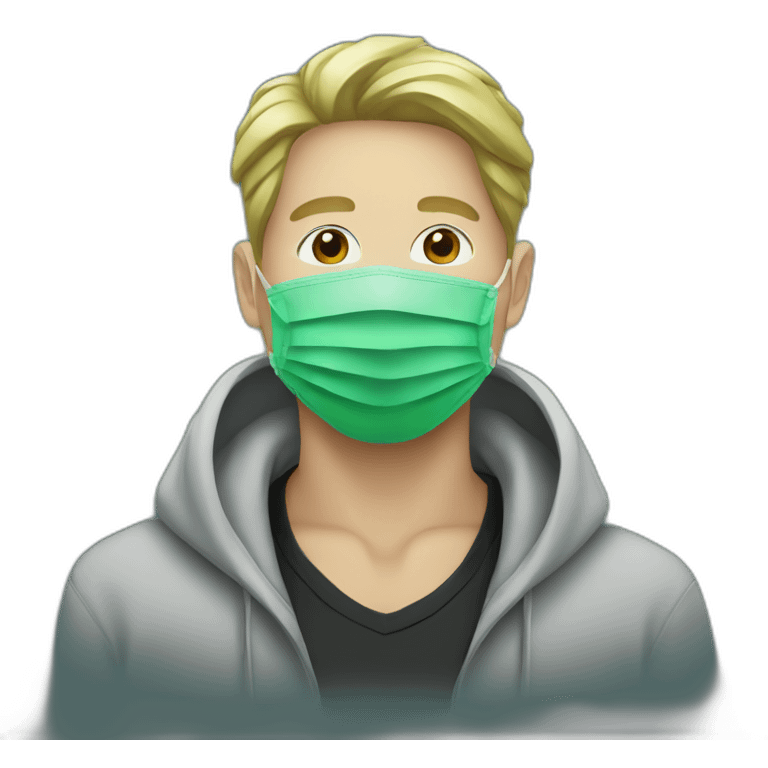 Man with green-medical-mask and black-hoody emoji