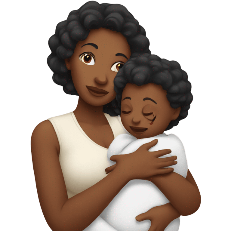 Black mom holding newborn son  emoji