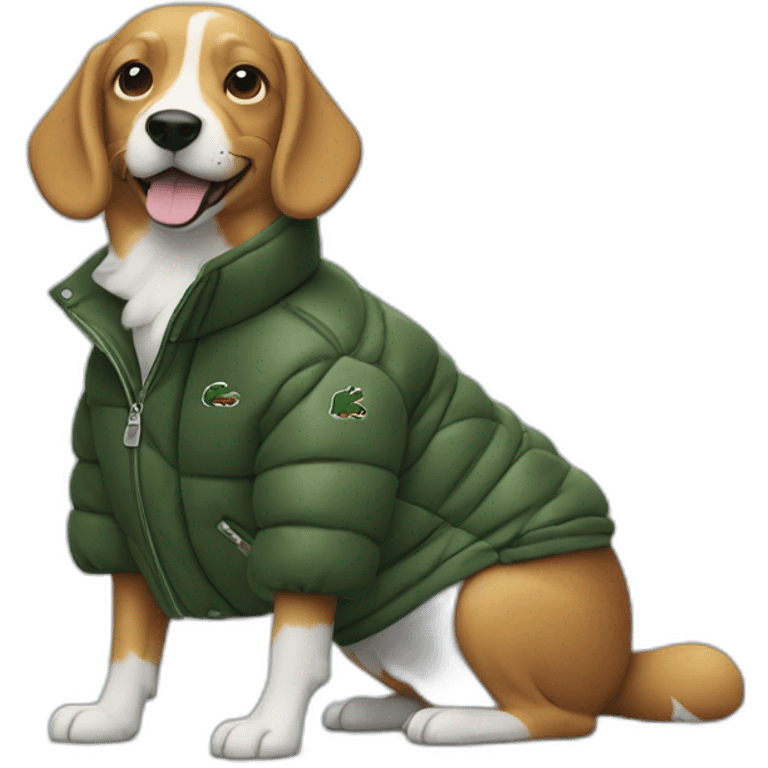 Dog with Lacoste puffer jacket emoji