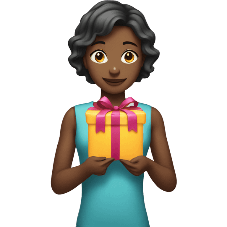 girl holding birthday present emoji