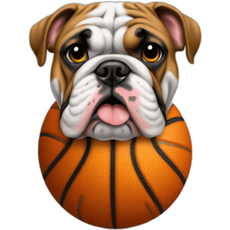 English bulldog on a basketball ball emoji