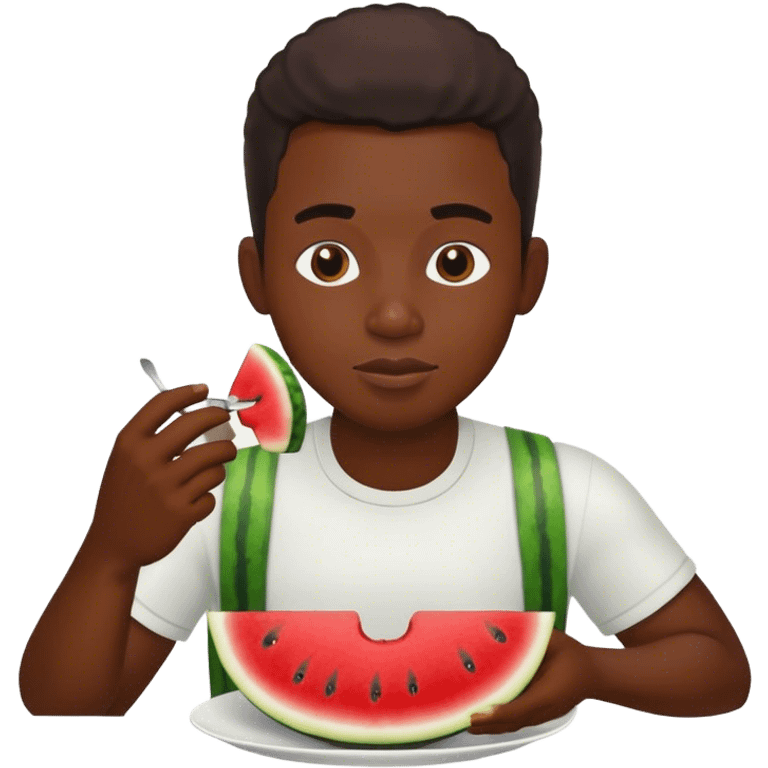 Black man eating watermelon and chicken emoji