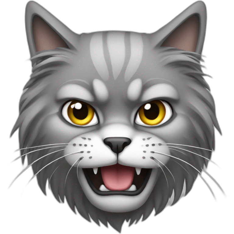 Angry Long Hair cat gray emoji