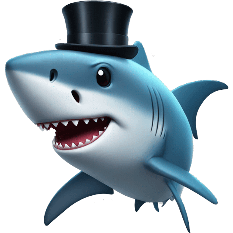 Shark with a top hat emoji