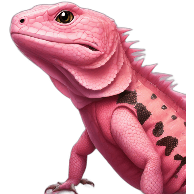 fat pink tegu lizard with elon musk emoji