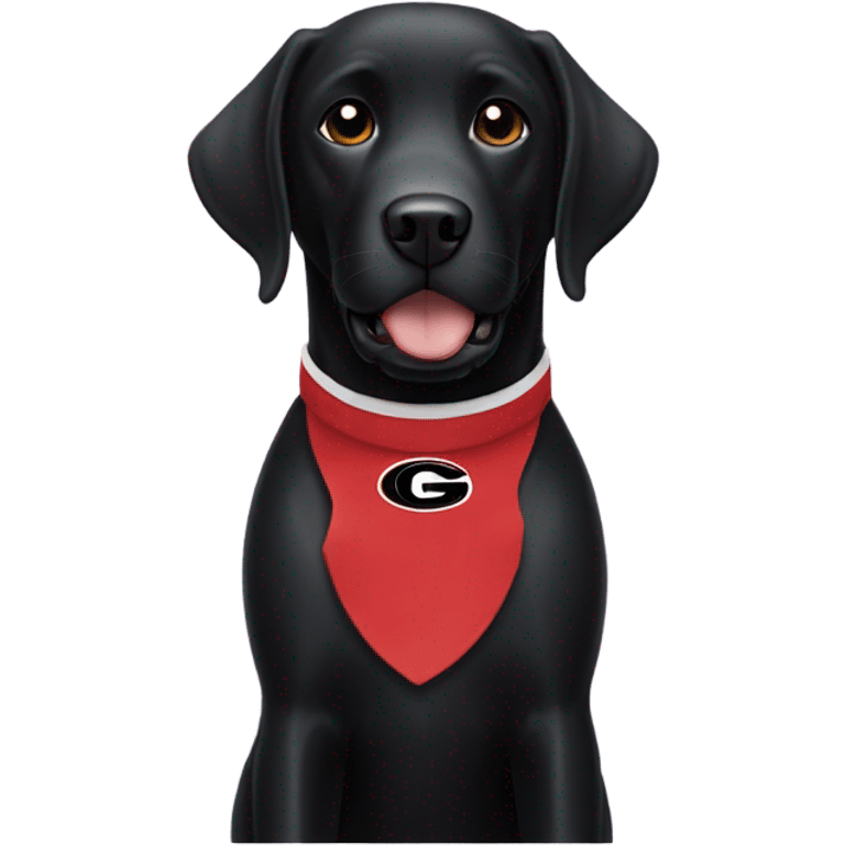 Black Labrador with a Georgia bull dawg collar emoji