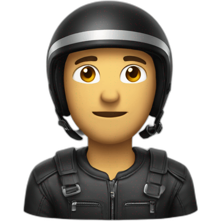 A man wear motorcycle helmet from bulling emoji