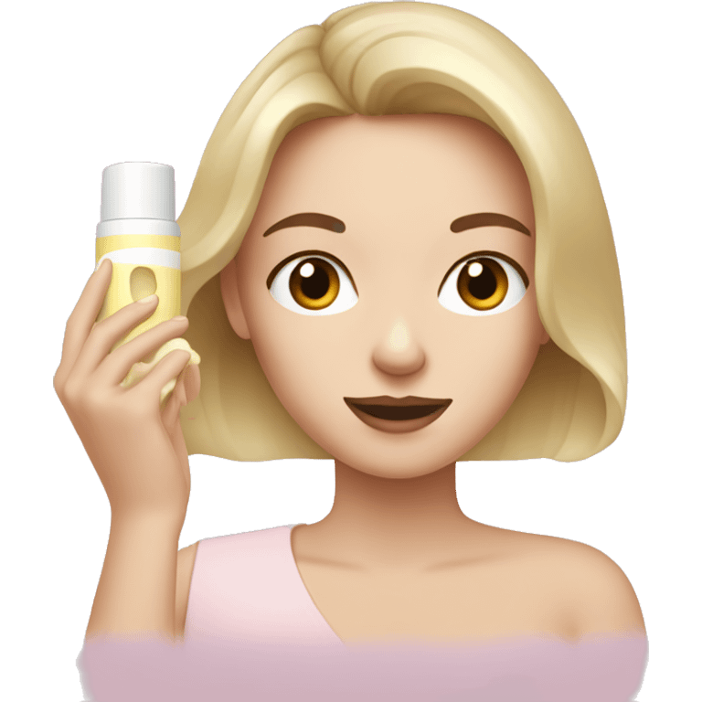 white girl applying cream on face emoji