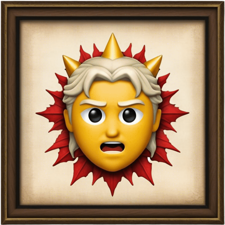 Cinematic Realistic Game of Thrones Pop Culture Emoji, featuring a dramatic, epic portrayal inspired by the fantasy series rendered with rich textures and cinematic lighting. emoji