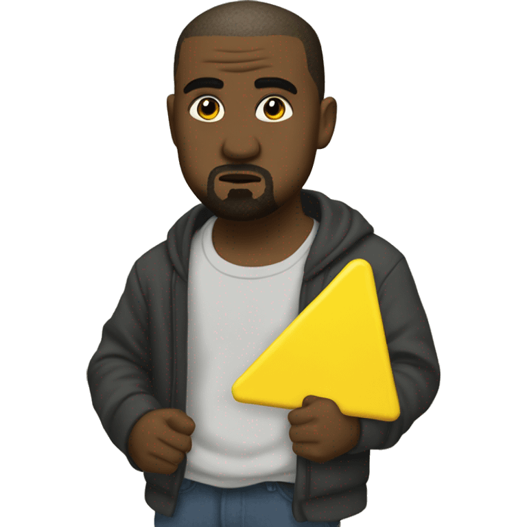 Kanye we s tholds a yellow sign emoji