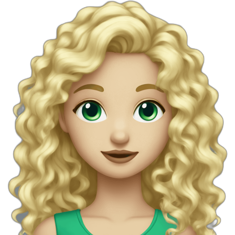 caucasian long curly blonde blue eyes green eyeshadow girl emoji