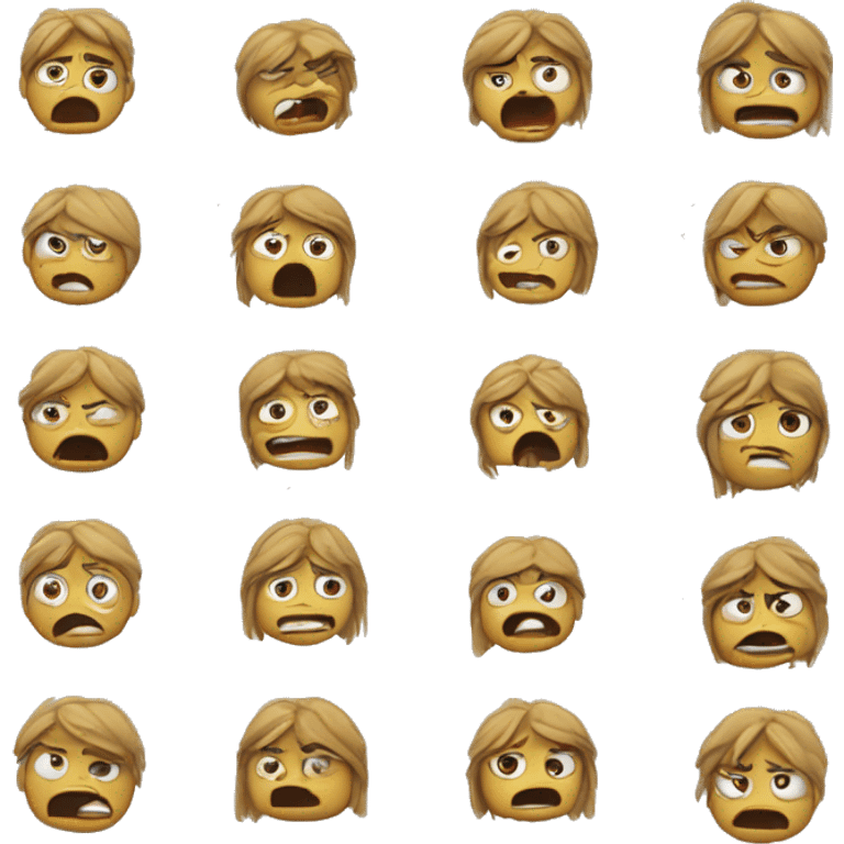 joy, anger, disgust, sadness, anxiety, fear, melancholy, envy, and shame. emoji