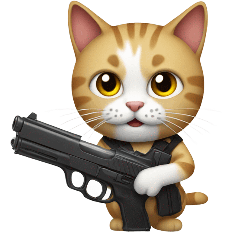 Cat holding a gun emoji