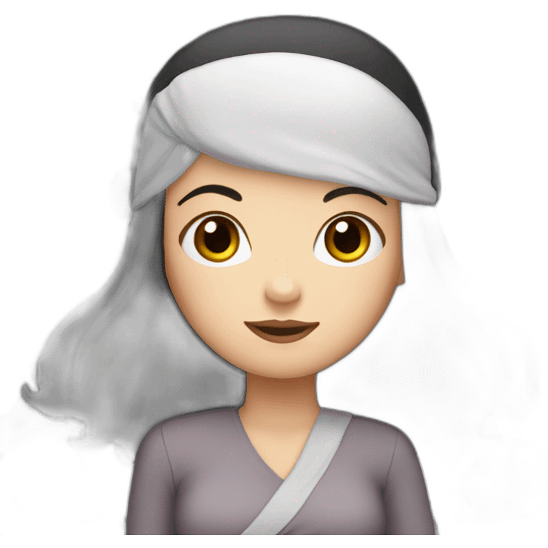 White Girl with long black hair and headscarf emoji