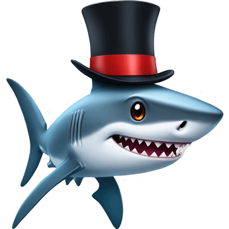 Shark with a top hat emoji