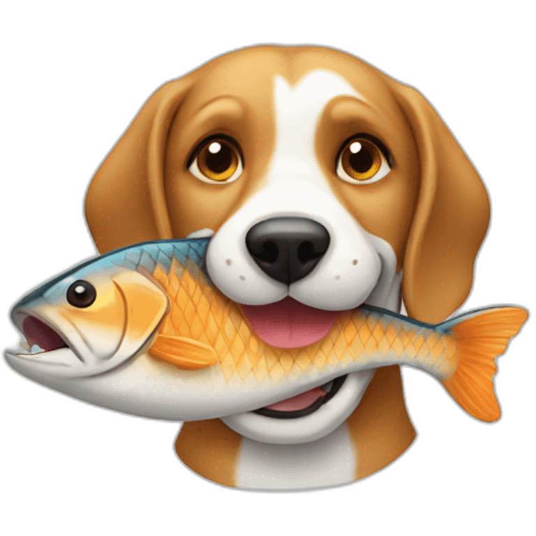 dog eating fish emoji