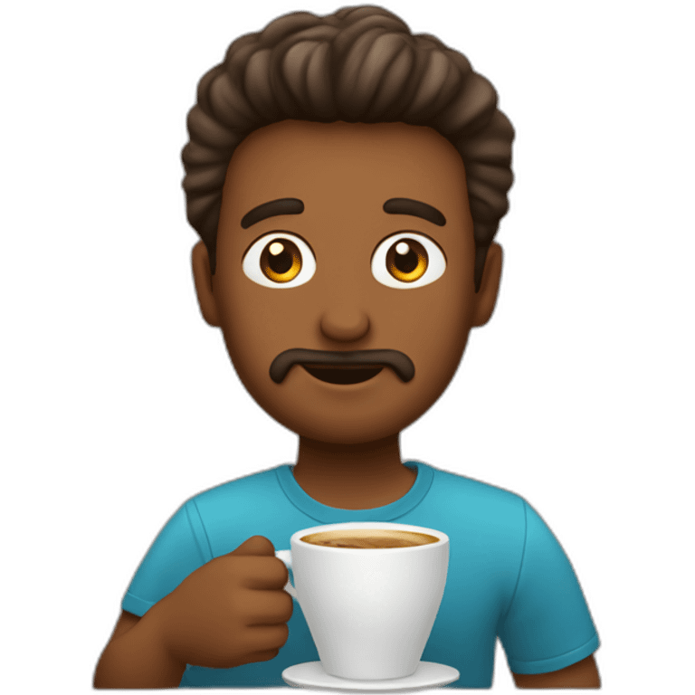 un hombre bebiendo un café emoji