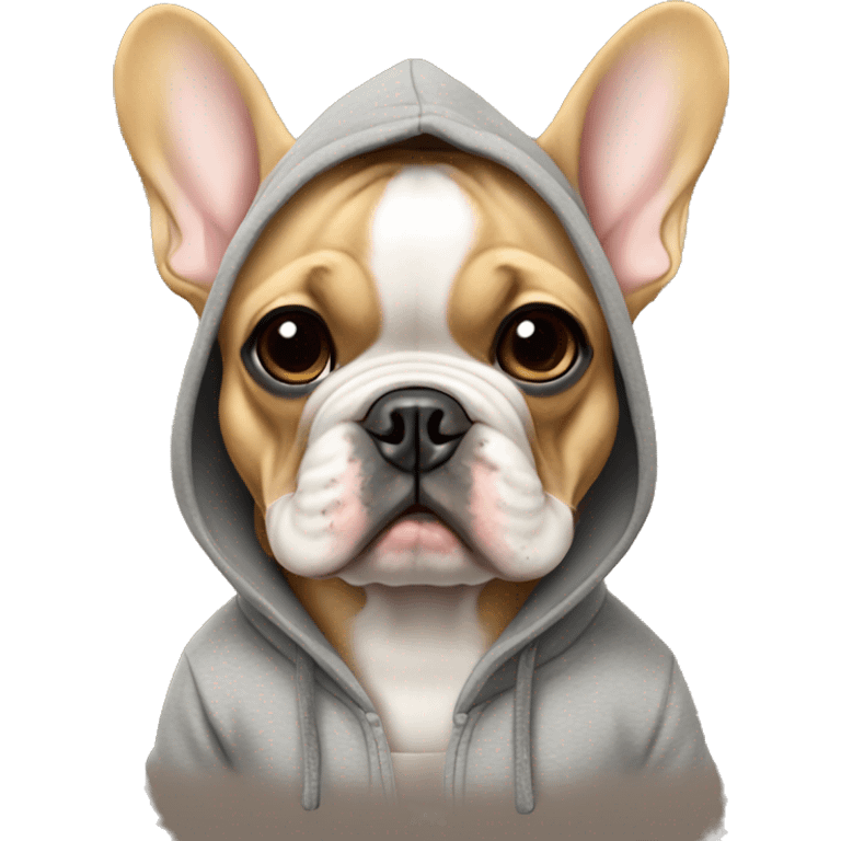 Tan french bulldog with hoodie emoji