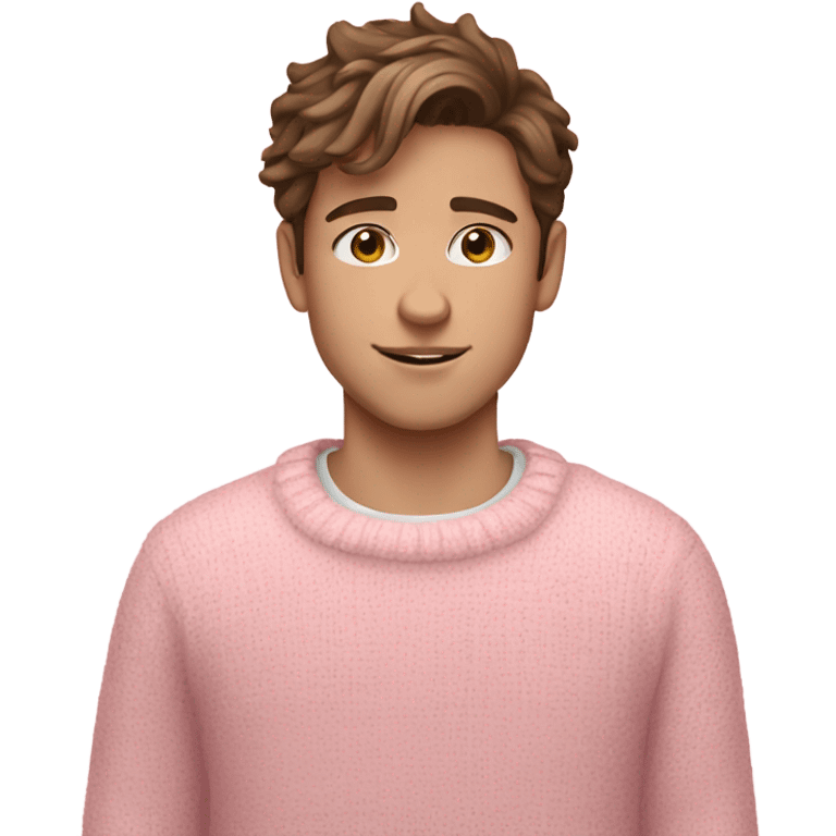 White skin boy and brown hair with pink pastel sweaters  emoji