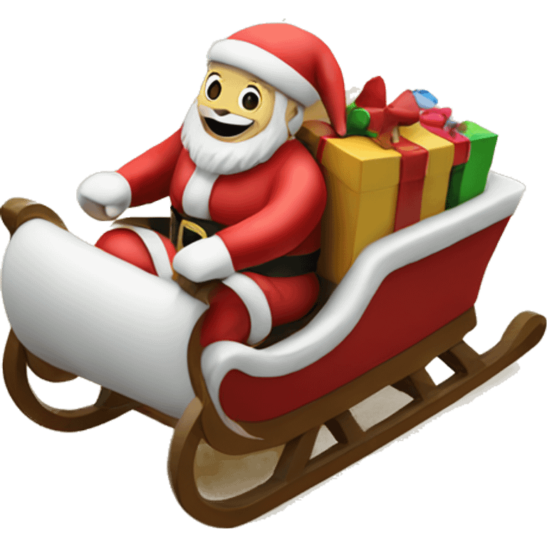 Santa riding sleigh on a beach emoji