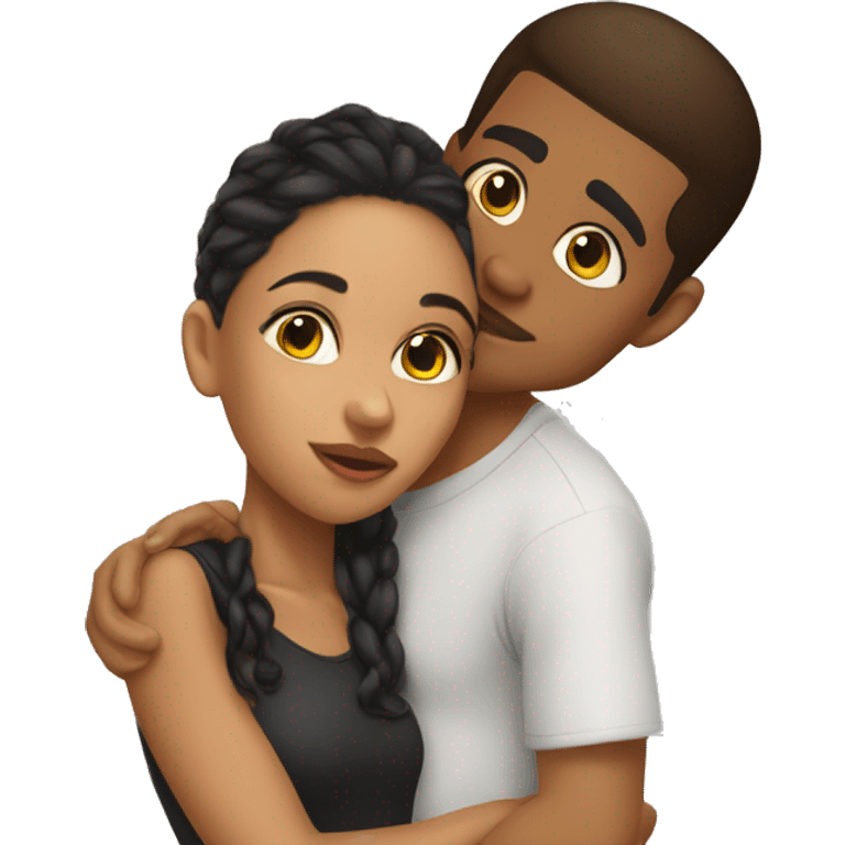 Lightskin boy kissing Latina girl emoji