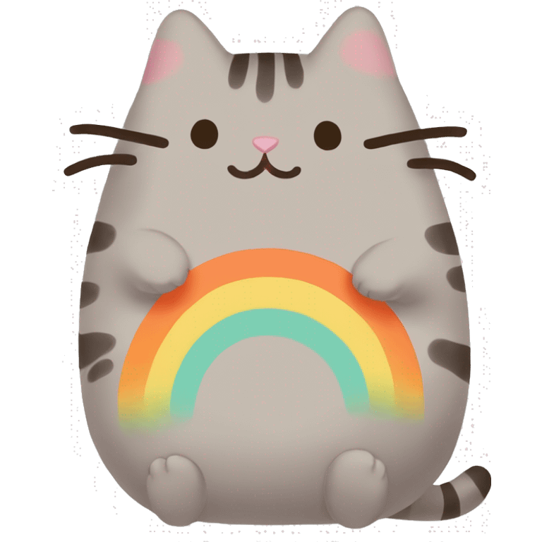 Two orange rainbow pusheen    emoji