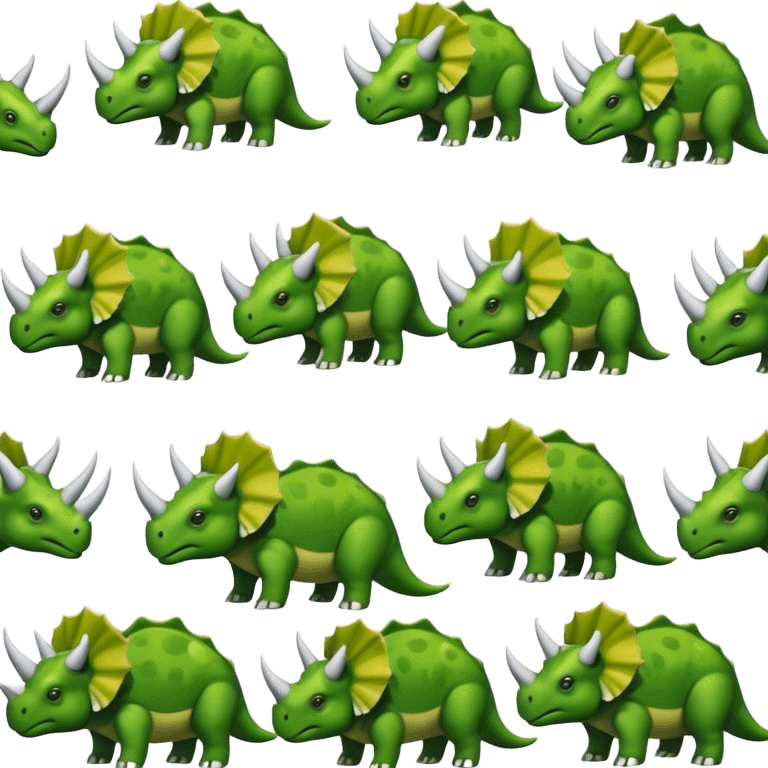 faces of different green triceratops emoji