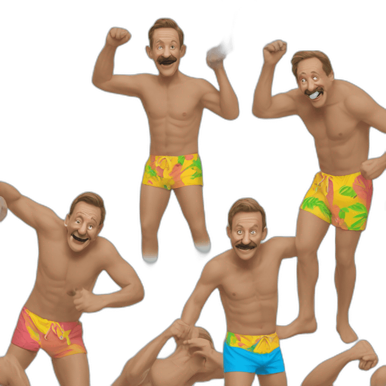 Chuckle Brothers swimming trunks mud fight emoji