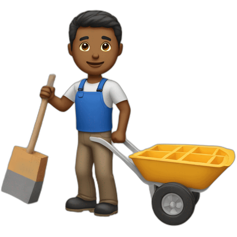 Fabrice  with a wheelbarrow and bricks emoji